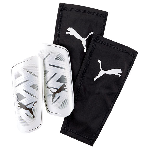 Puma ULTRA Light Sleeve Football Shin Guards- Black/White