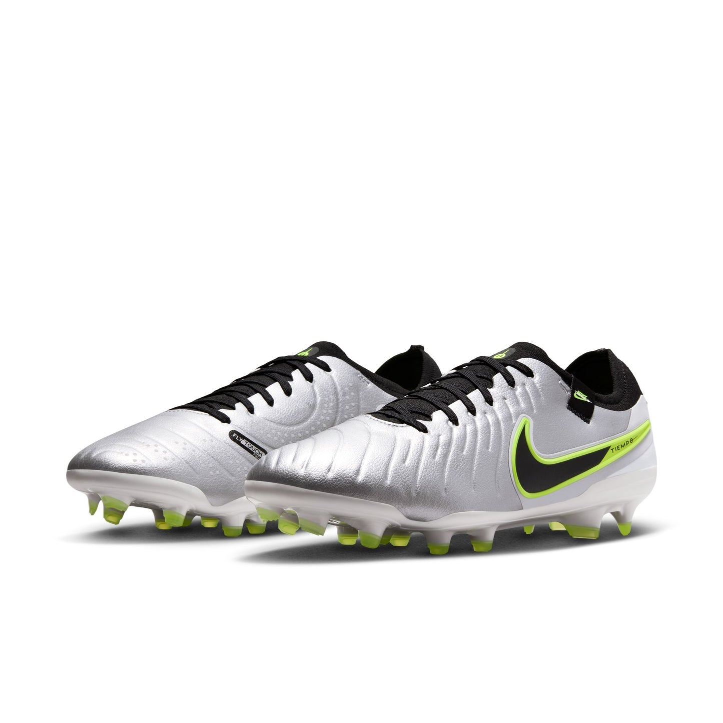 Nike Tiempo 10 Pro AG Artificial Grass Soccer Cleat - Metallic Silver/Black/Volt