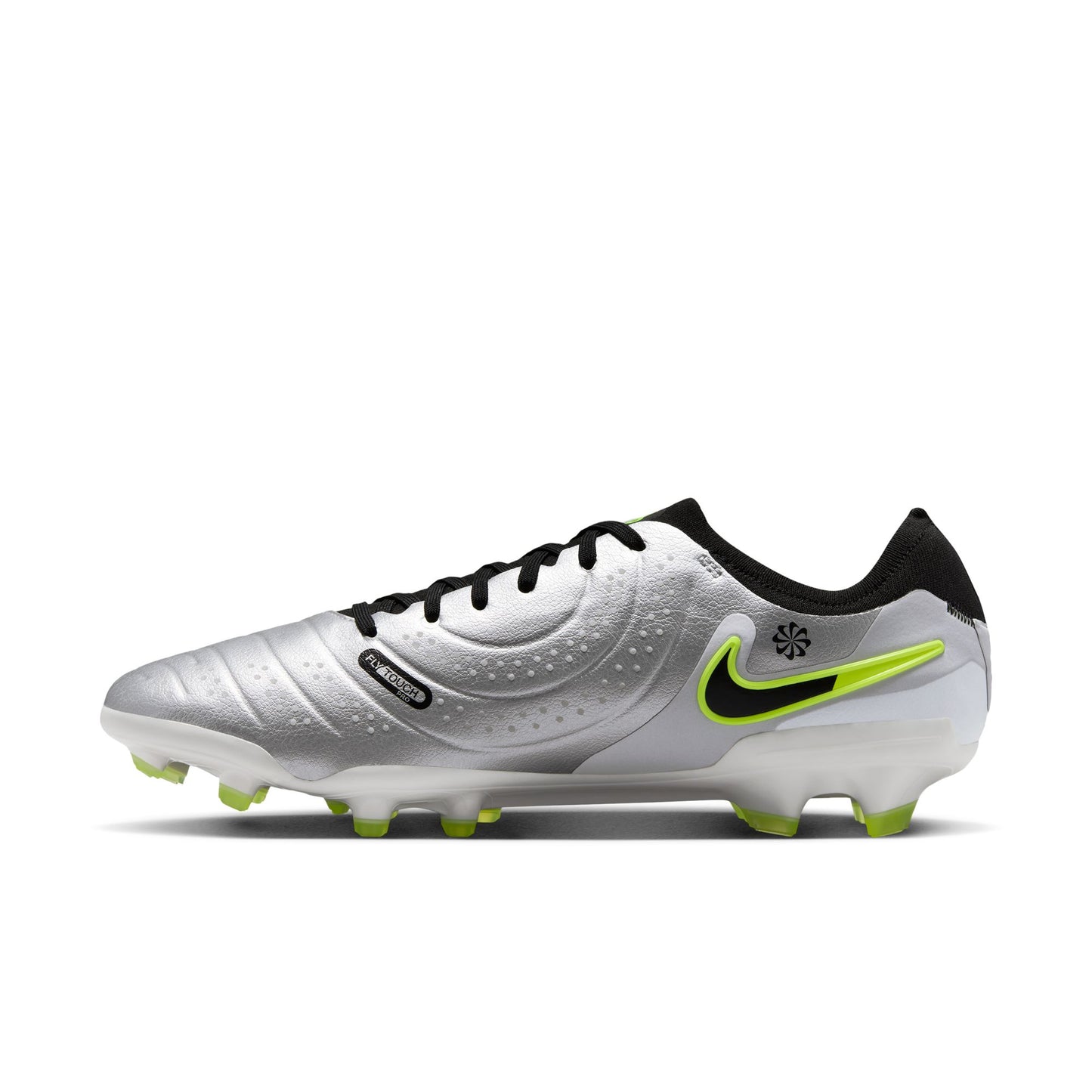 Nike Tiempo 10 Pro AG Artificial Grass Soccer Cleat - Metallic Silver/Black/Volt