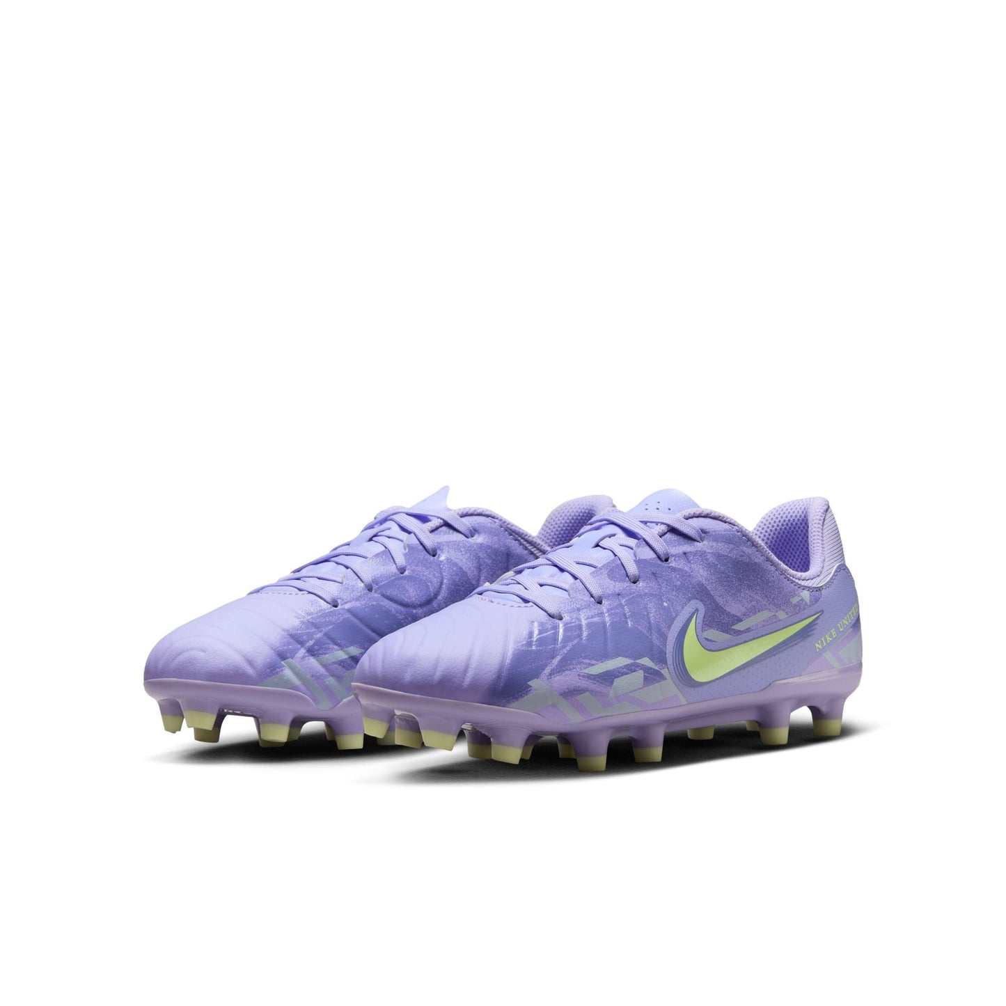 Nike United Junior Tiempo Legend 10 Academy FG Firm Ground Soccer Cleat - Purple Agate/Barely Volt