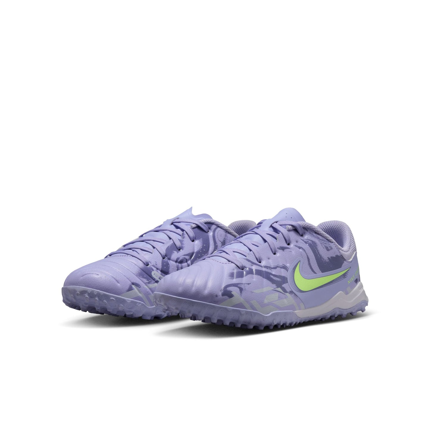 Nike United Junior Tiempo Legend 10 Academy TF Turf Soccer Cleat - Purple Agate/Barely Volt