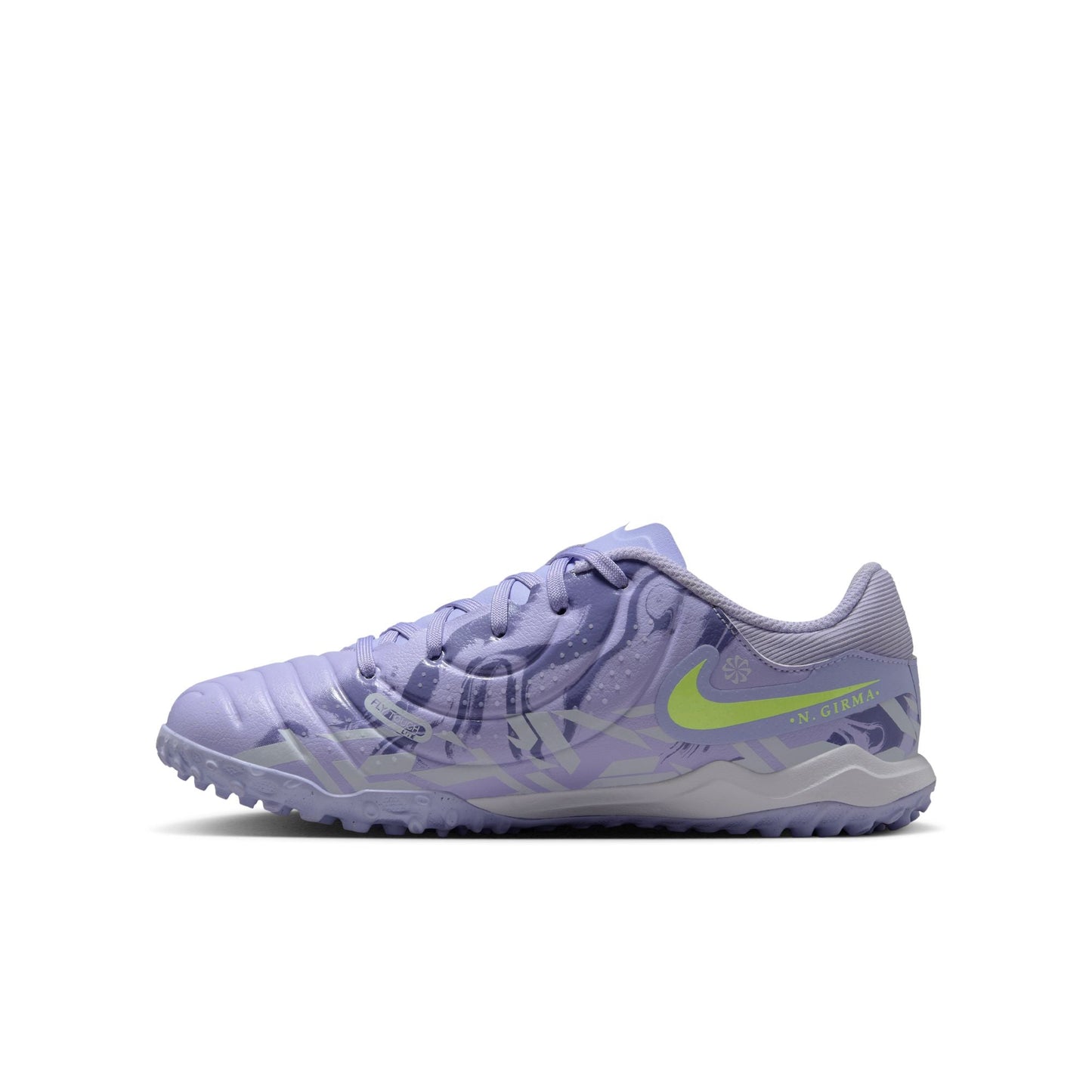 Nike United Junior Tiempo Legend 10 Academy TF Turf Soccer Cleat - Purple Agate/Barely Volt