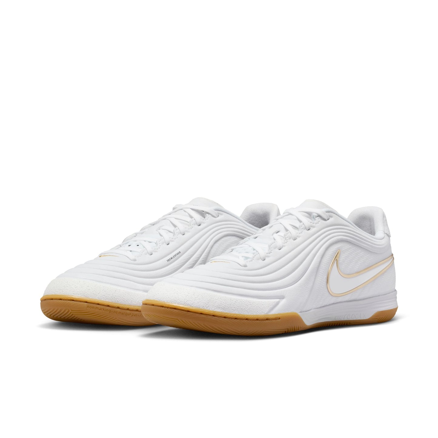 Nike Tiempo Reactgato IN Indoor/Court Low-Top Soccer Shoes - White/Metallic Gold