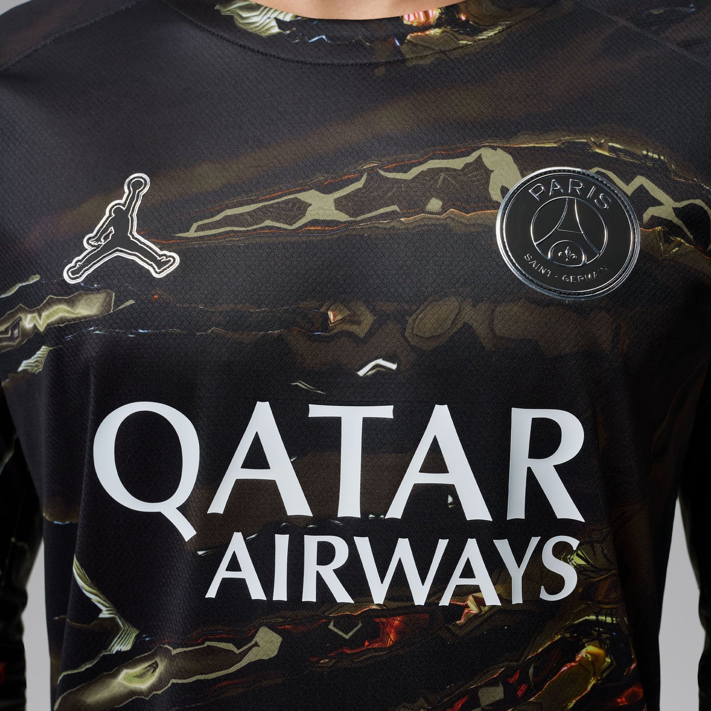 Men's Replica Nike PSG Paris Saint Germain Stadium Night Edition Long Sleeve Jersey 25/26