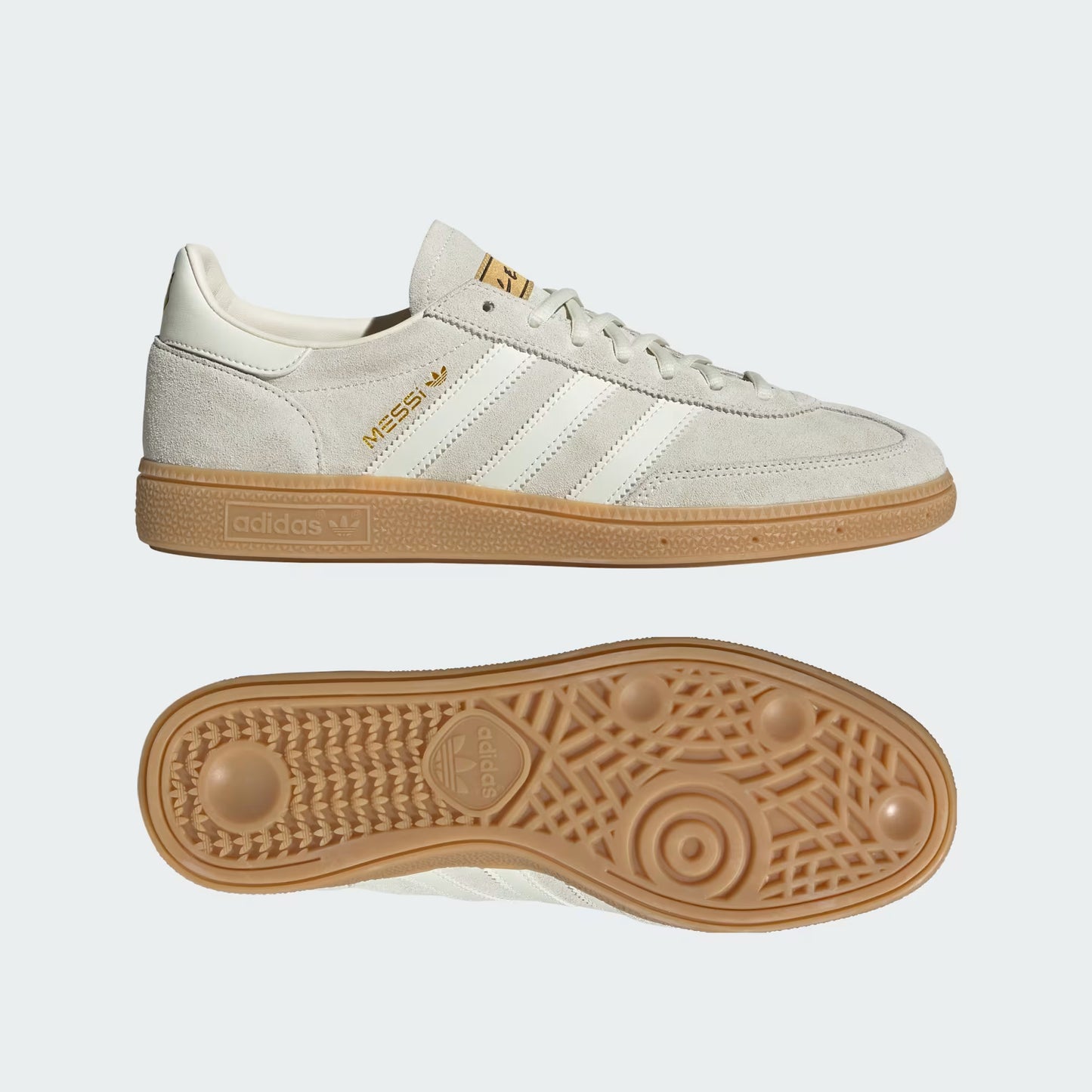 Adidas Handball Spezial Messi IN Indoor Soccer Shoes - Ivory/Ivory/Gold Metallic