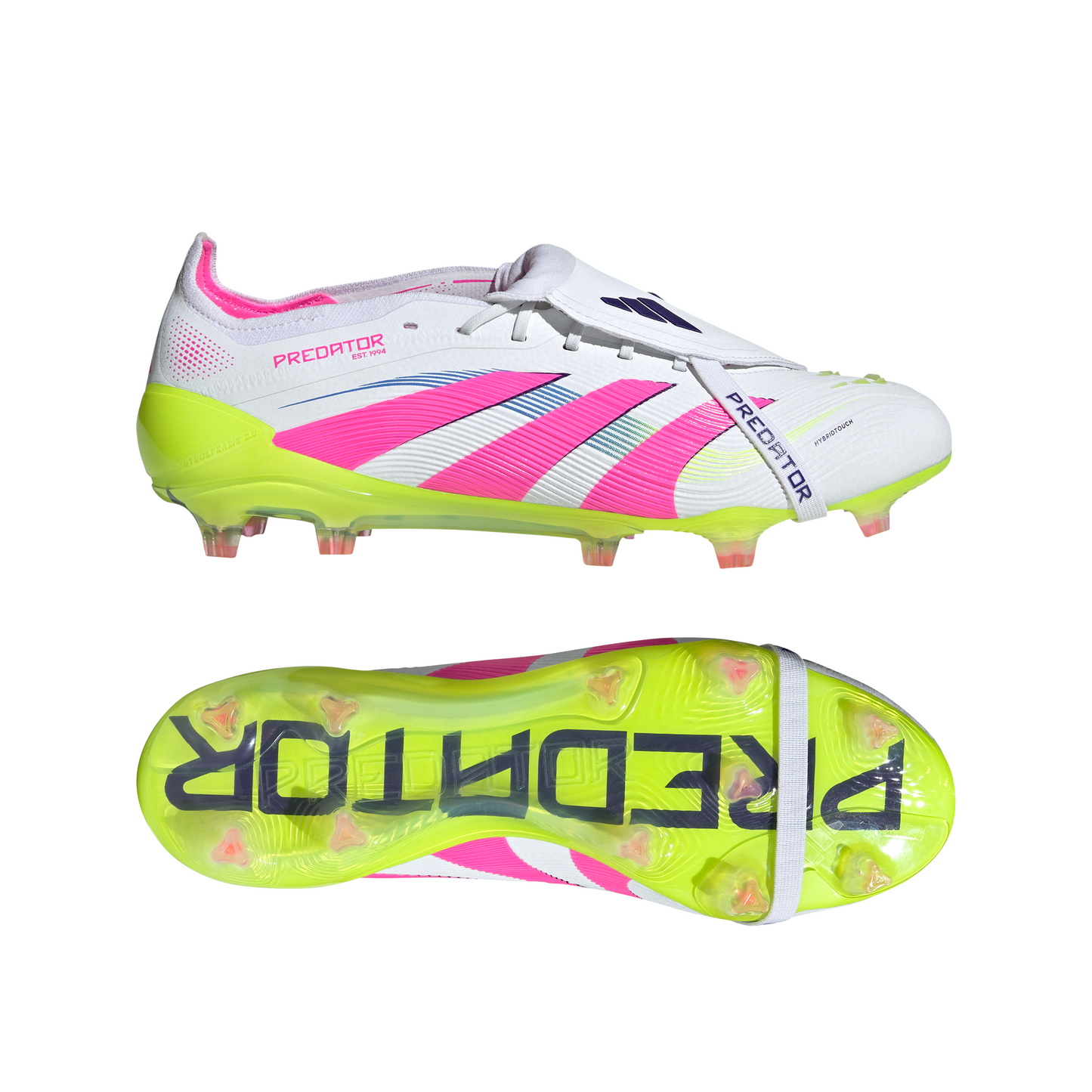 Adidas Predator Elite Fold-Over Tongue FG Firm Ground Soccer Cleat - Cloud White/Lucid Pink/Lucid Lemon