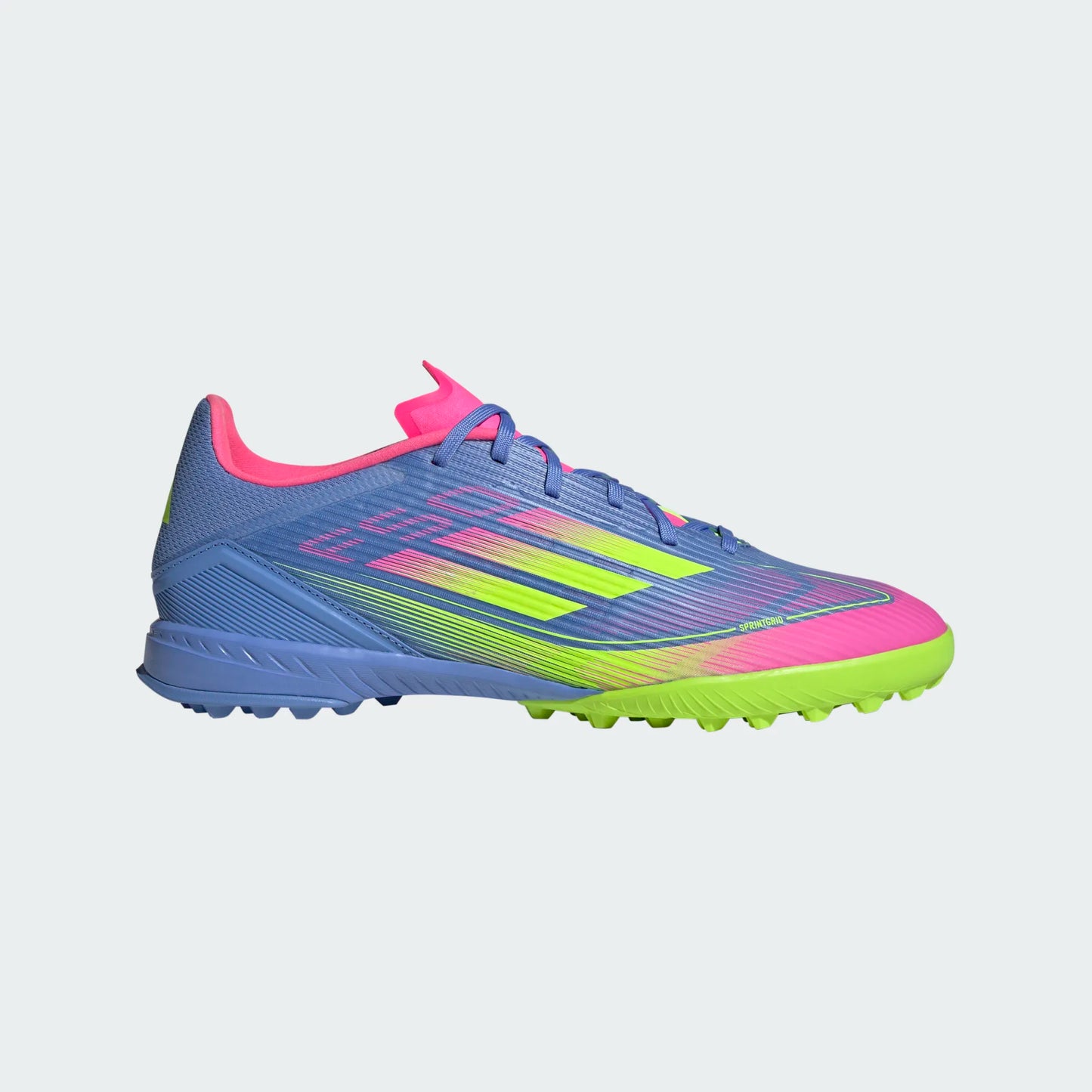 Adidas F50 League TF Turf Soccer Cleat - Blue Fusion/Lucid Lemon/Lucid Pink