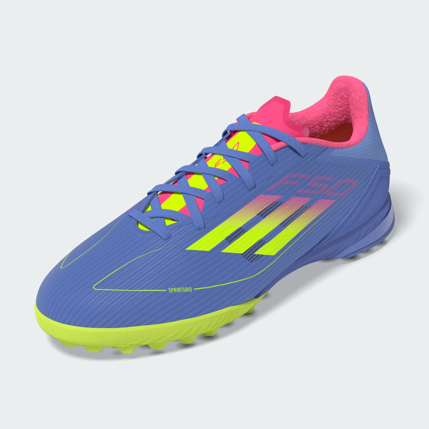 Adidas F50 League TF Turf Soccer Cleat - Blue Fusion/Lucid Lemon/Lucid Pink