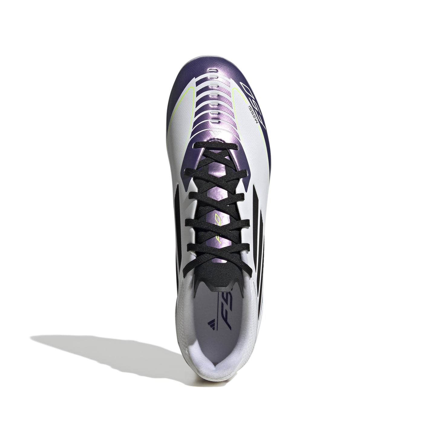 Adidas Messi F50 League FG Firm Ground Soccer Cleat - White/Core Black/Unity Purple