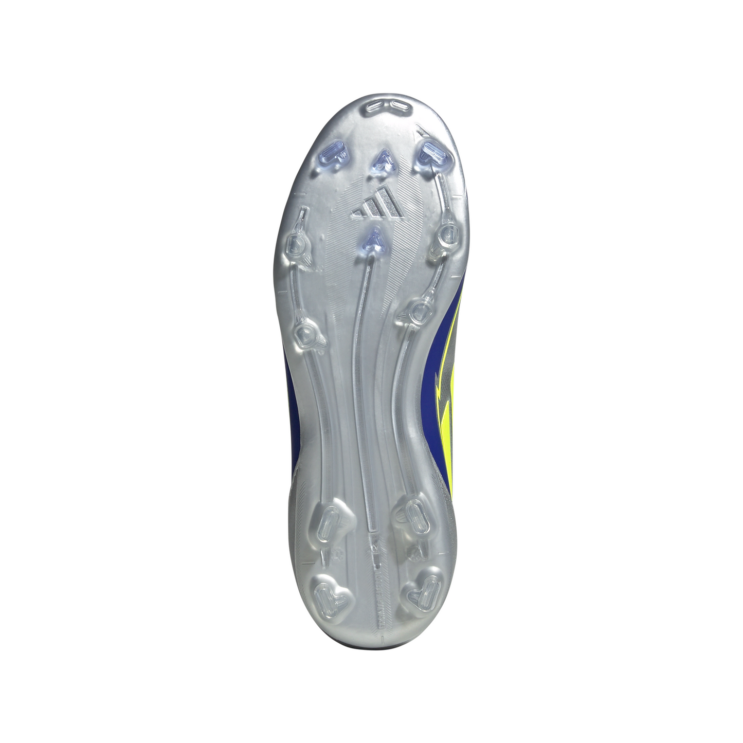 Adidas Junior Messi F50 League FG Firm Ground Soccer Cleat - Silver Metallic/Solar Yellow/Lucid Blue