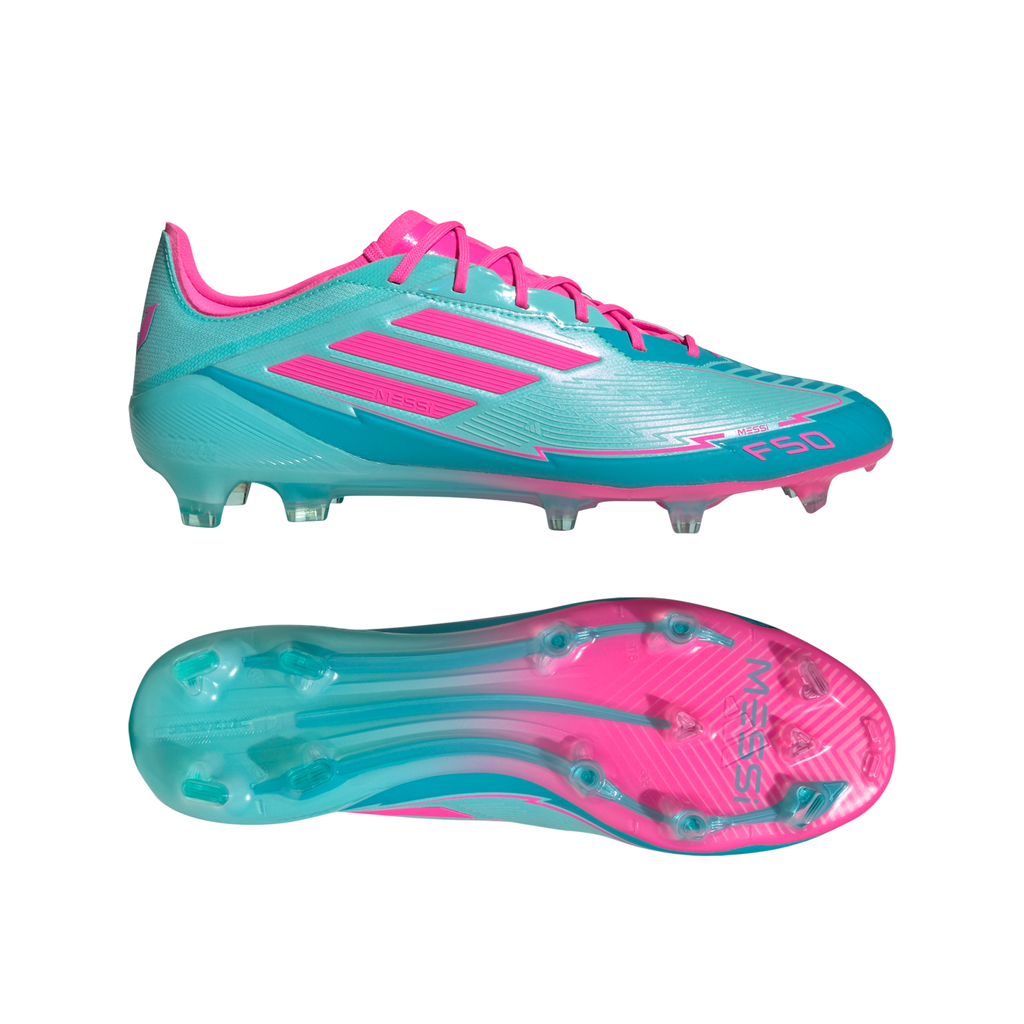 Adidas Messi F50 Elite FG Firm Ground Soccer Cleat - Flash Aqua/Lucid Pink/Lucid Cyan