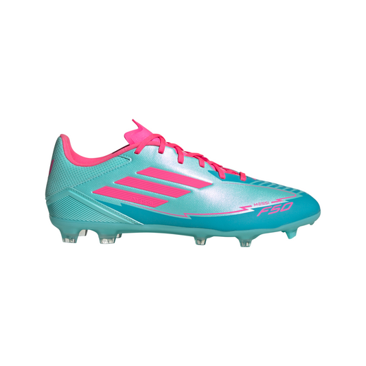 Adidas Messi F50 League FG Firm Ground Soccer Cleat - Flash Aqua/Lucid Pink /Lucid Cyan