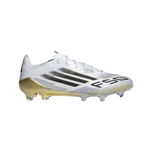Adidas F50 Elite FG Firm Ground Soccer Cleat - Cloud White/Core Black/Gold Metallic