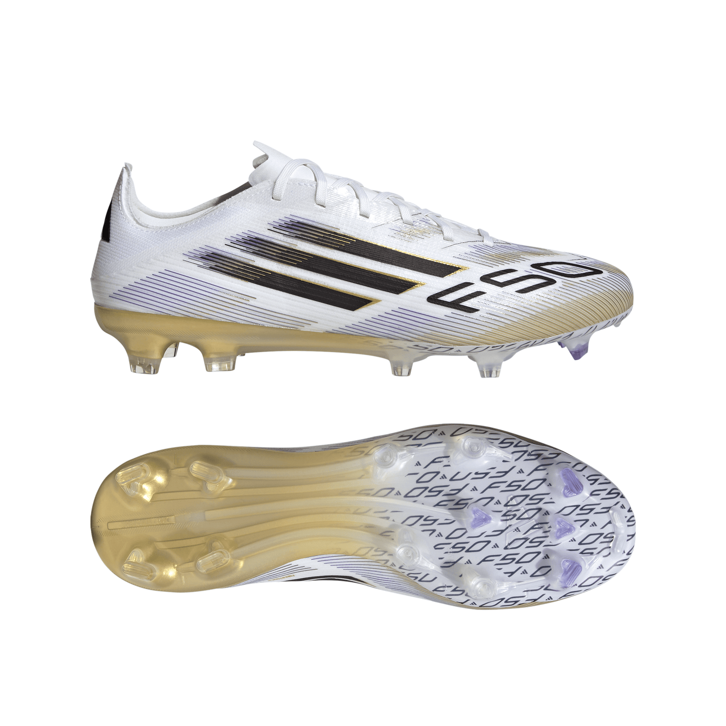 Adidas F50 Pro FG Firm Ground Soccer Cleat - Cloud White/Core Black/Gold Metallic