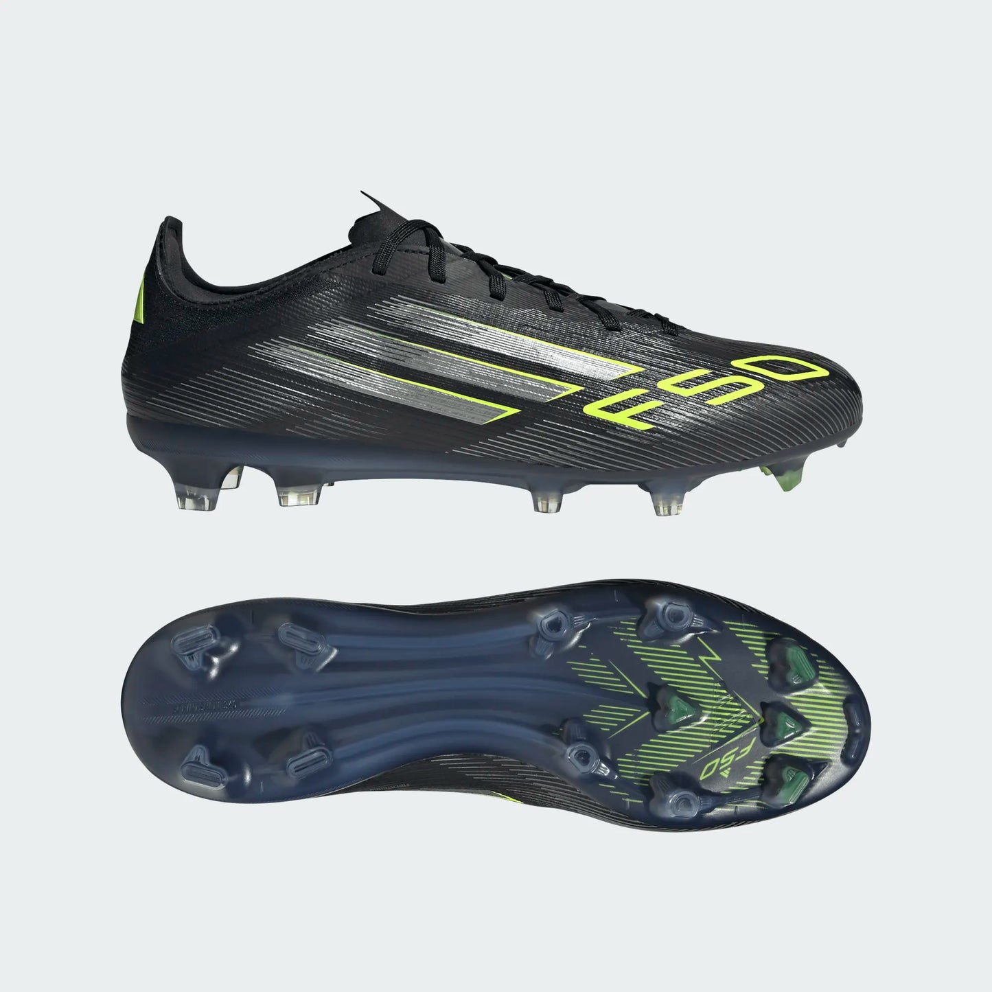 Adidas F50 Pro FG Firm Ground Soccer Cleat - Core Black/Iron Metallic/Lucid Lemon