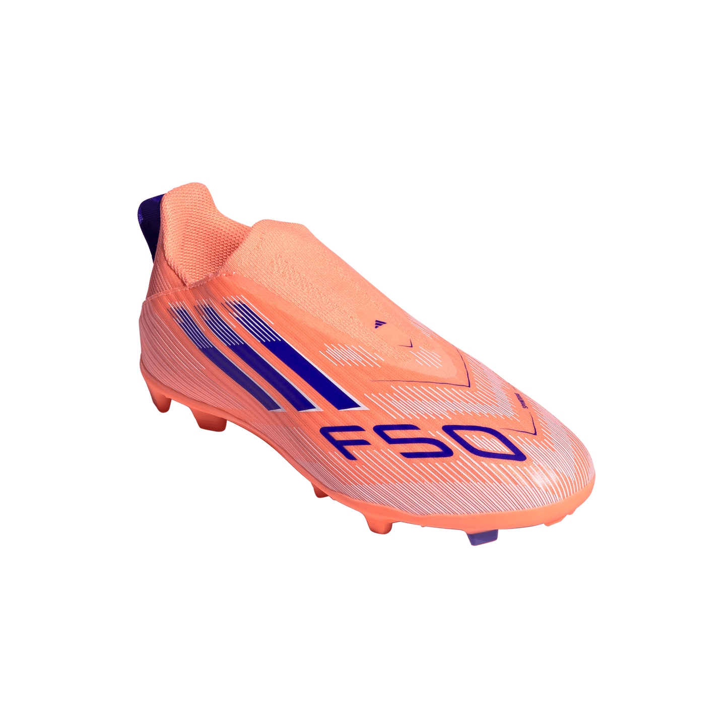 Adidas Junior F50 League Laceless FG Firm Ground Soccer Cleat - Beam Orange/Lucid Blue/Cloud White
