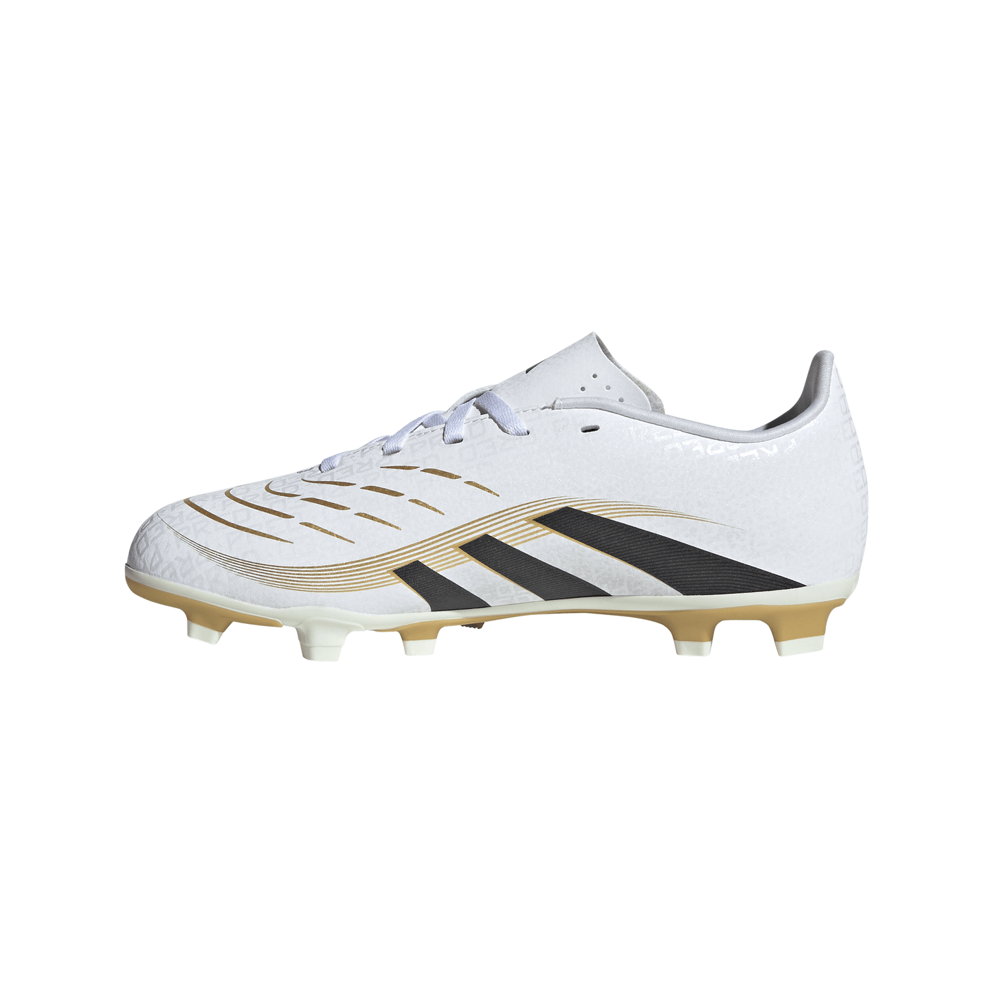 Adidas Junior Predator Club FG Firm Ground Soccer Cleat - Cloud White/Core Black/Gold Metallic