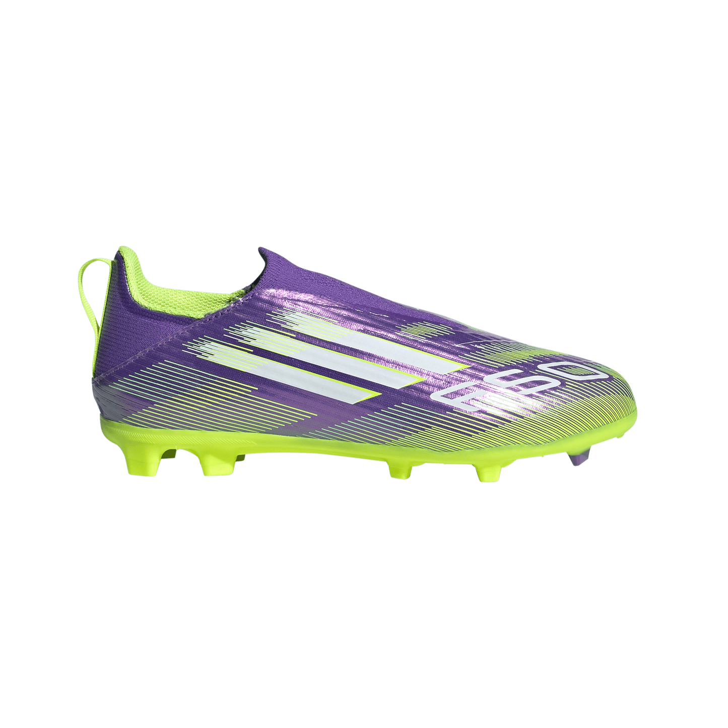 adidas F50 League Laceless Junior FG Firm Ground Soccer Cleats -Purple Rush / Cloud White / Lucid Lemon