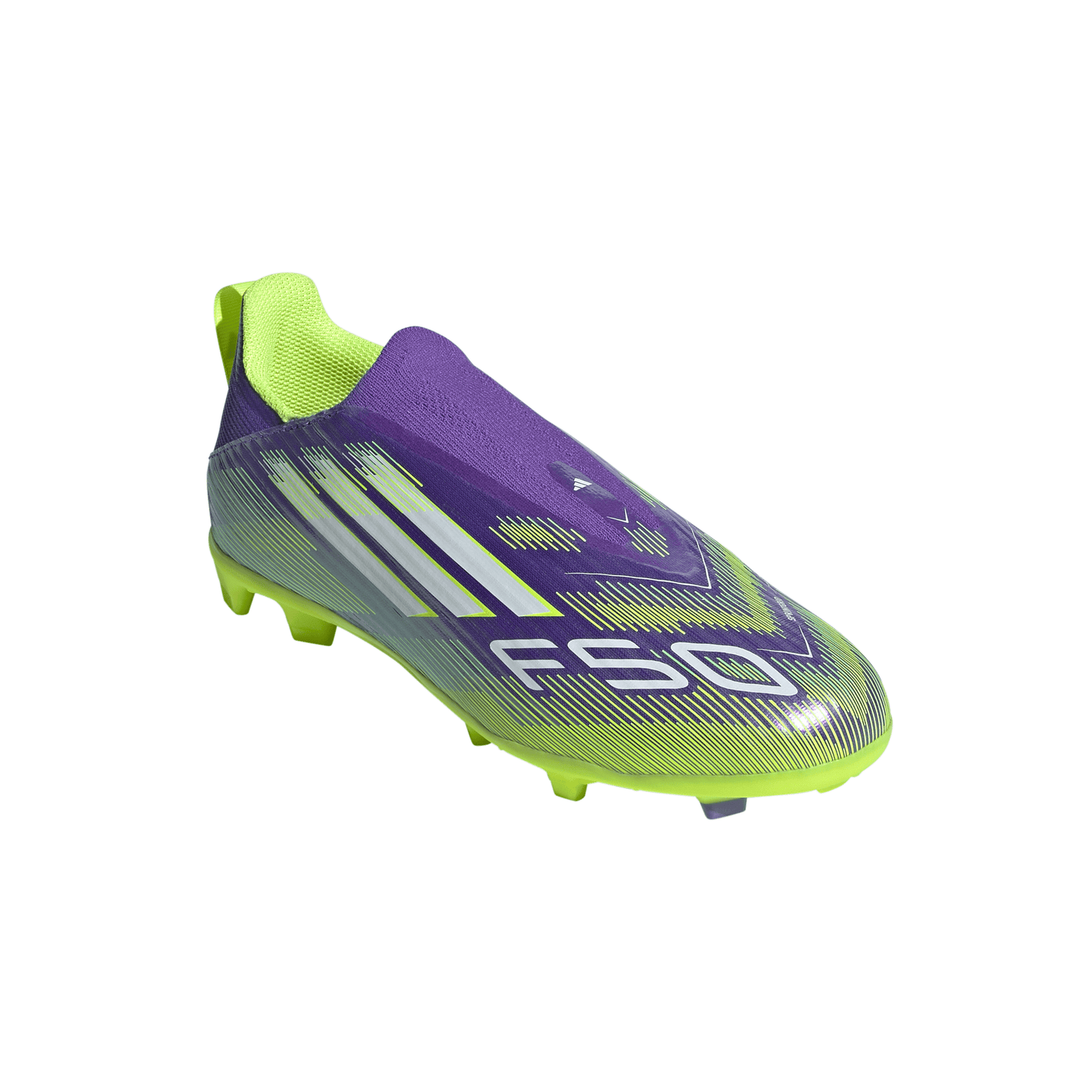 adidas F50 League Laceless Junior FG Firm Ground Soccer Cleats -Purple Rush / Cloud White / Lucid Lemon
