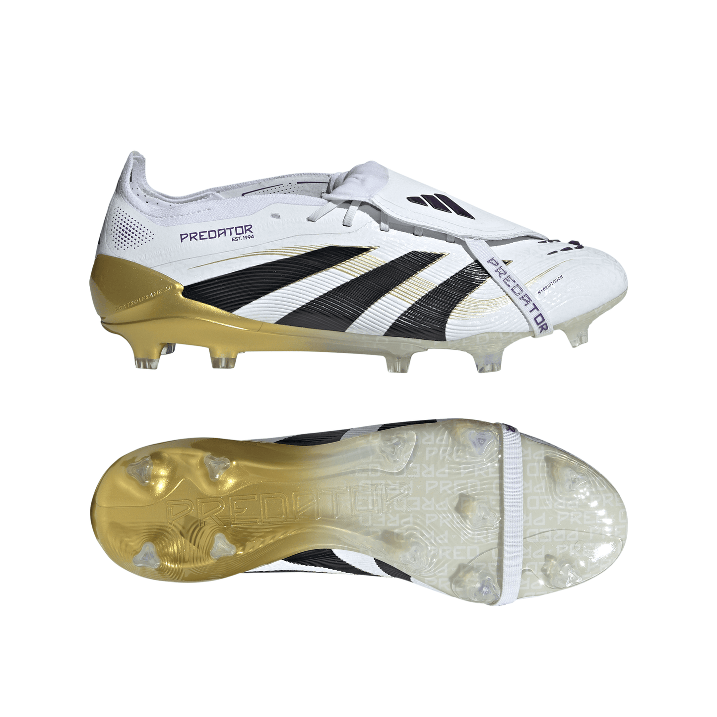 Adidas Predator Elite FT Fold Tongue FG Firm Ground Soccer Cleat - Cloud White/Core Black/Gold Metallic