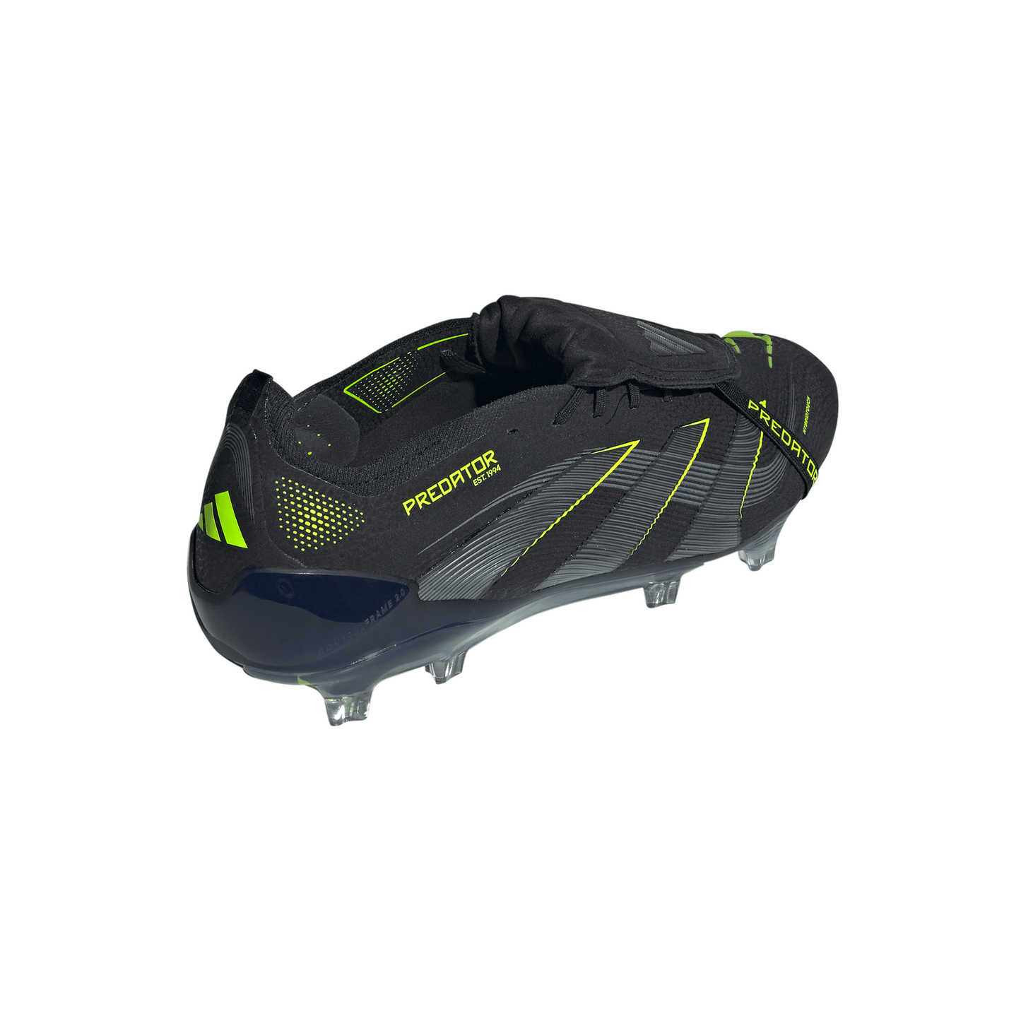 Adidas Predator Elite FoldTongue FT FG Firm Ground Soccer Cleats- Core Black / Carbon / Lucid Lemon