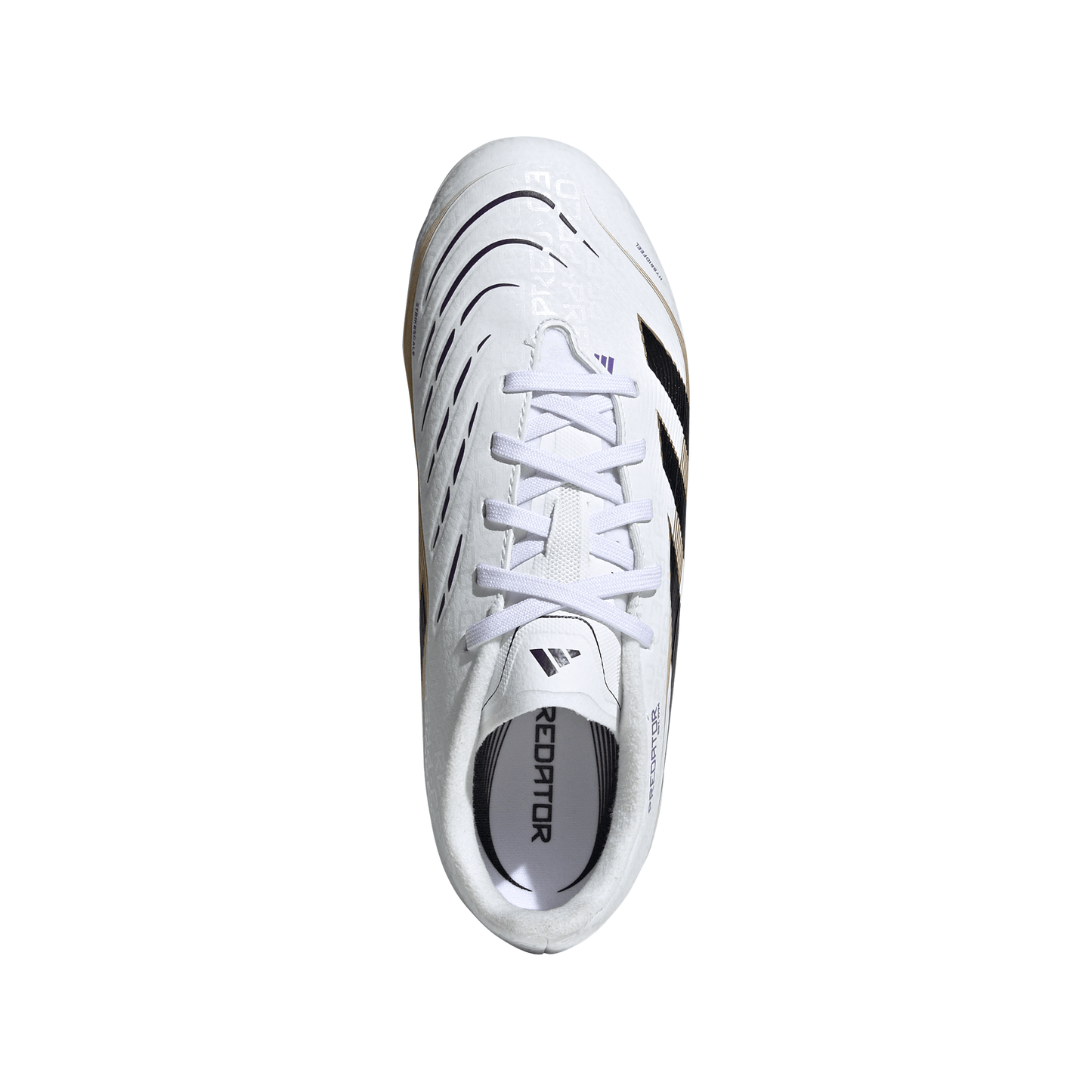 Adidas Junior Predator League FG Firm Ground Soccer Cleat - Cloud White/Core Black/Gold Metallic