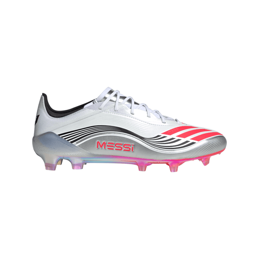 adidas F50 Elite Messi FG Firm Ground Soccer Cleat - Cloud White/Lucid Red/Silver Metallic