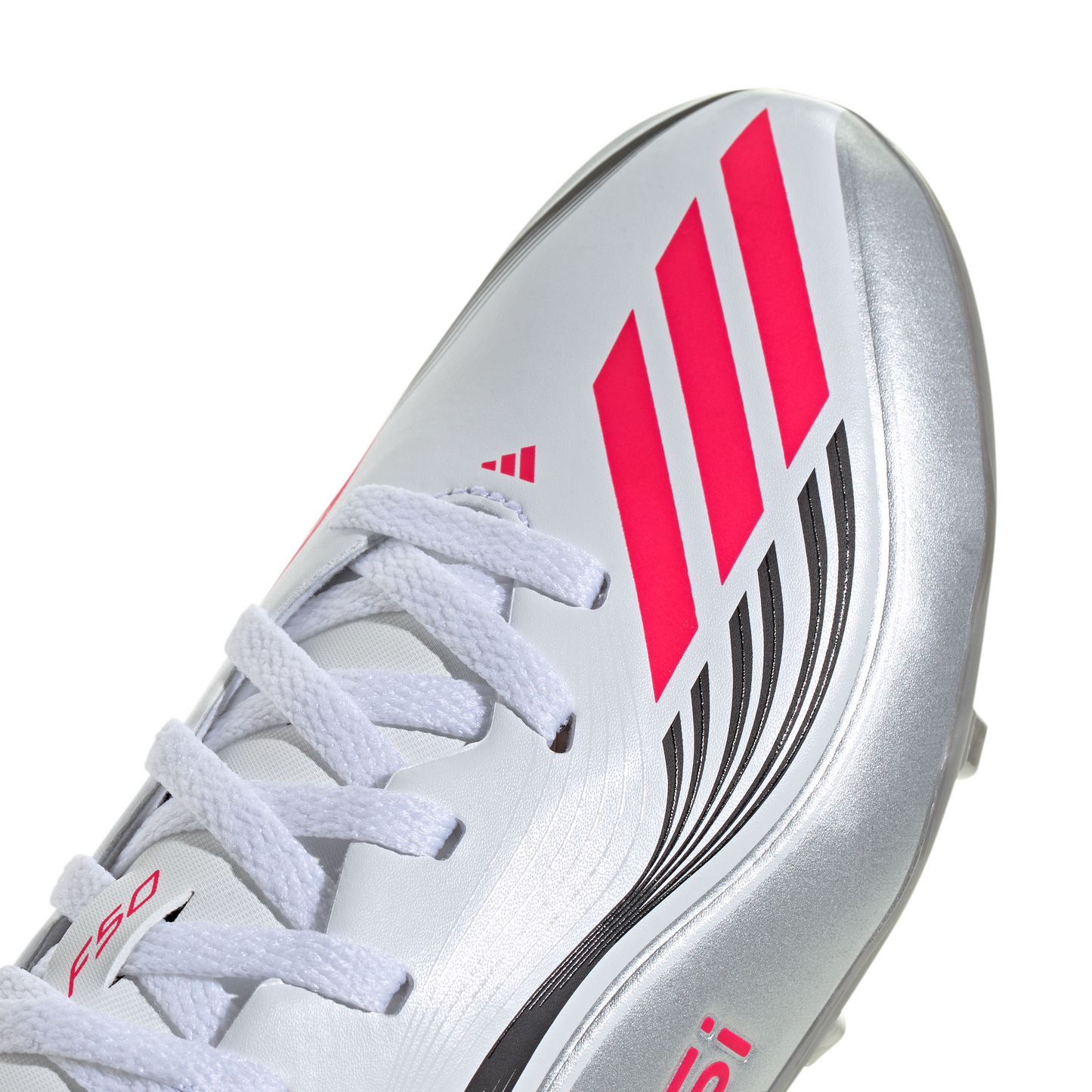 Adidas Junior Messi F50 League FG Firm Ground Soccer Cleat - Cloud White/Lucid Red/Silver Metallic