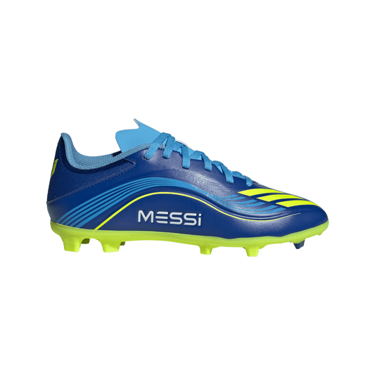 Adidas Junior Messi F50 League FG Firm Ground Soccer Cleat - Team Royal Blue/Solar Yellow/Semi Blue Burst