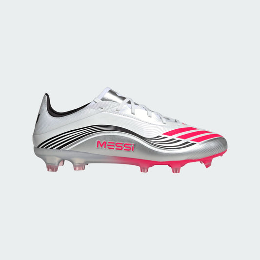 Adidas F50 Messi Pro FG Firm Ground Soccer Cleat - White/Lucid Red/Silver Metallic