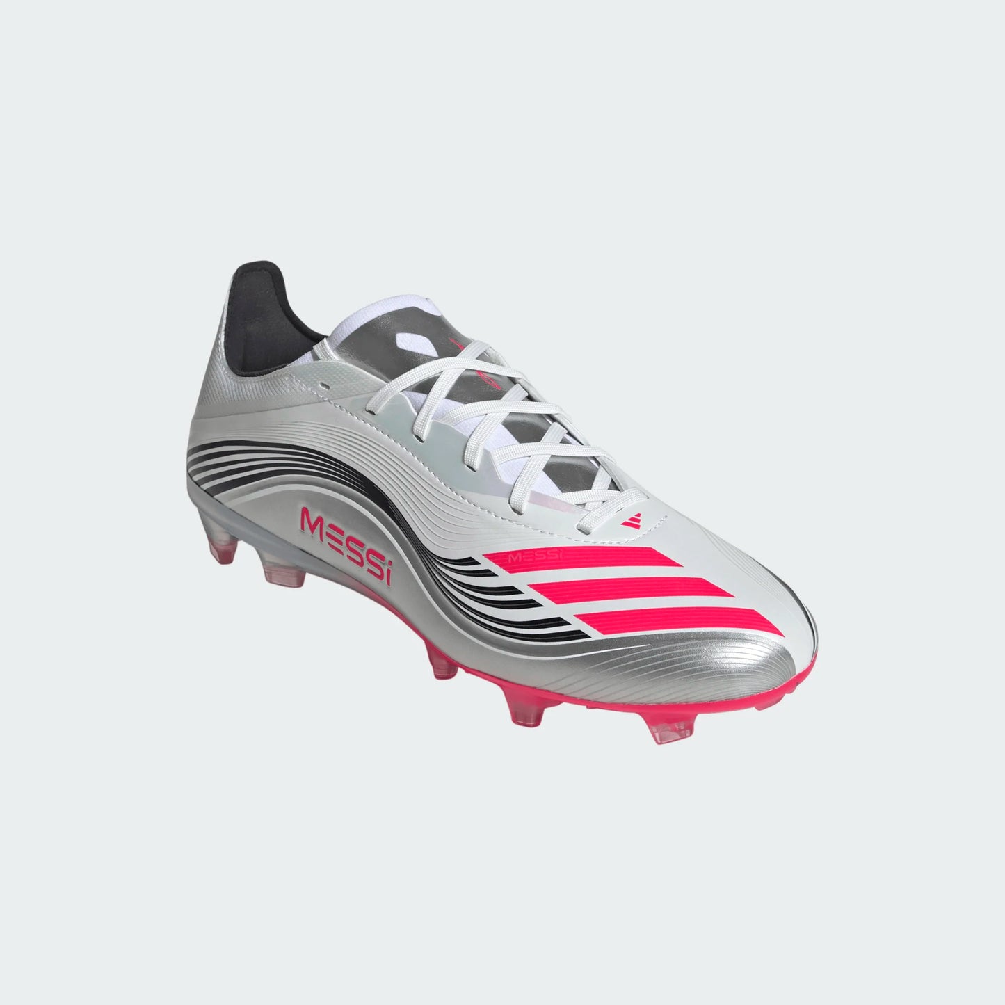 Adidas F50 Messi Pro FG Firm Ground Soccer Cleat - White/Lucid Red/Silver Metallic