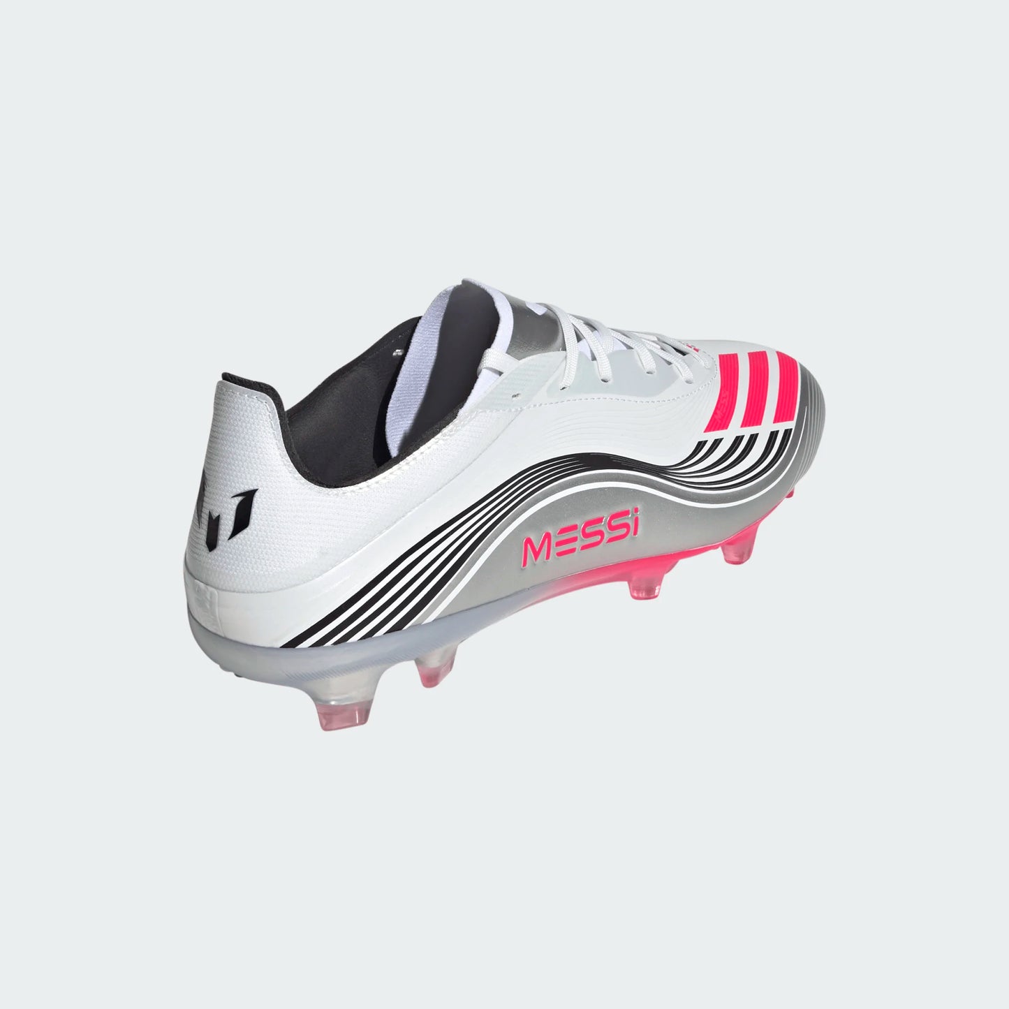 Adidas F50 Messi Pro FG Firm Ground Soccer Cleat - White/Lucid Red/Silver Metallic