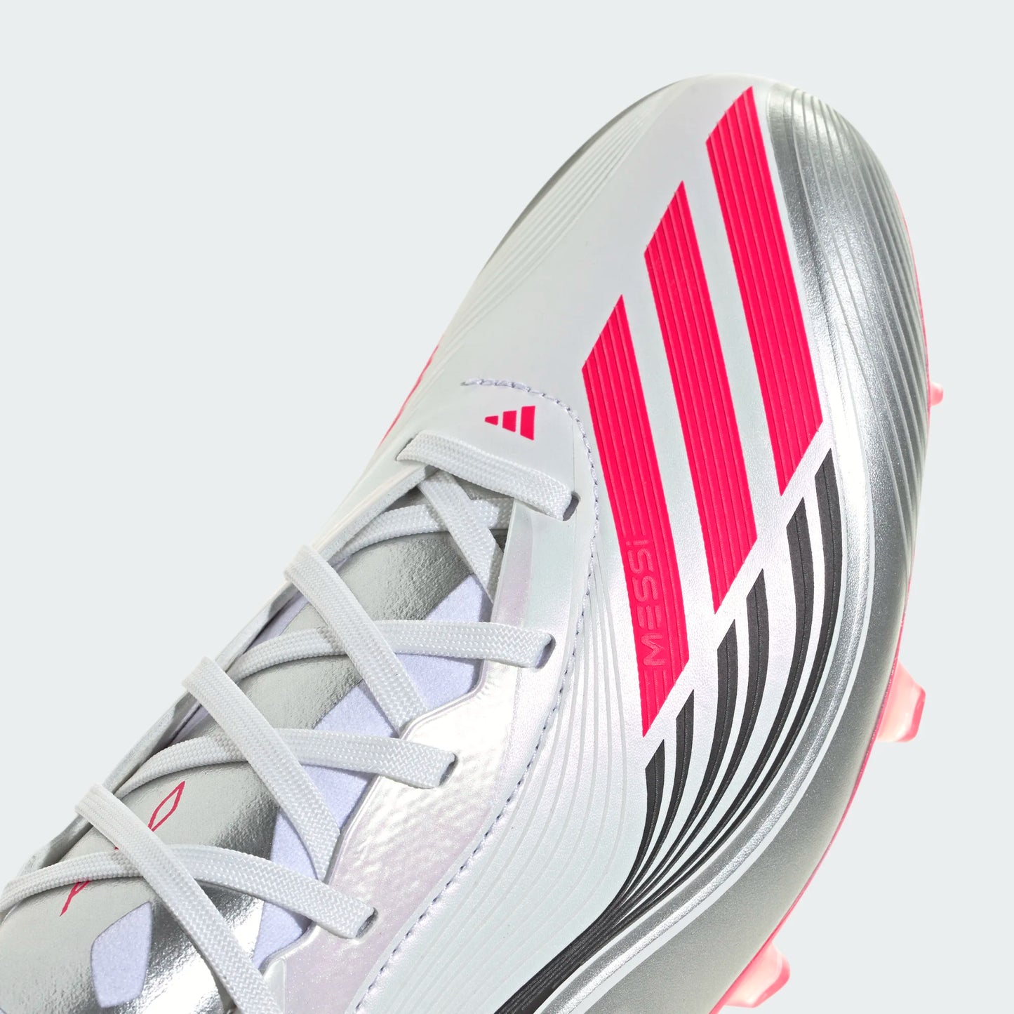 Adidas F50 Messi Pro FG Firm Ground Soccer Cleat - White/Lucid Red/Silver Metallic