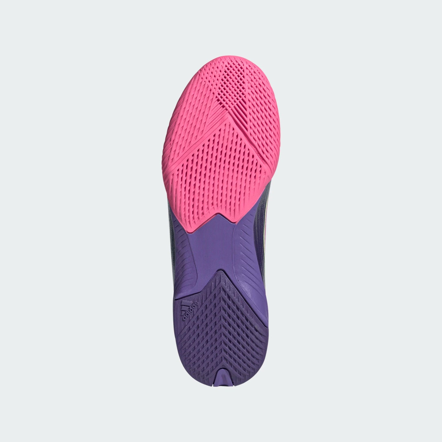 Adidas Junior Lamine Yamal F50 LL Laceless Leagie IN Indoor Soccer Shoe - University Purple/Cloud White/Lucid Lemon