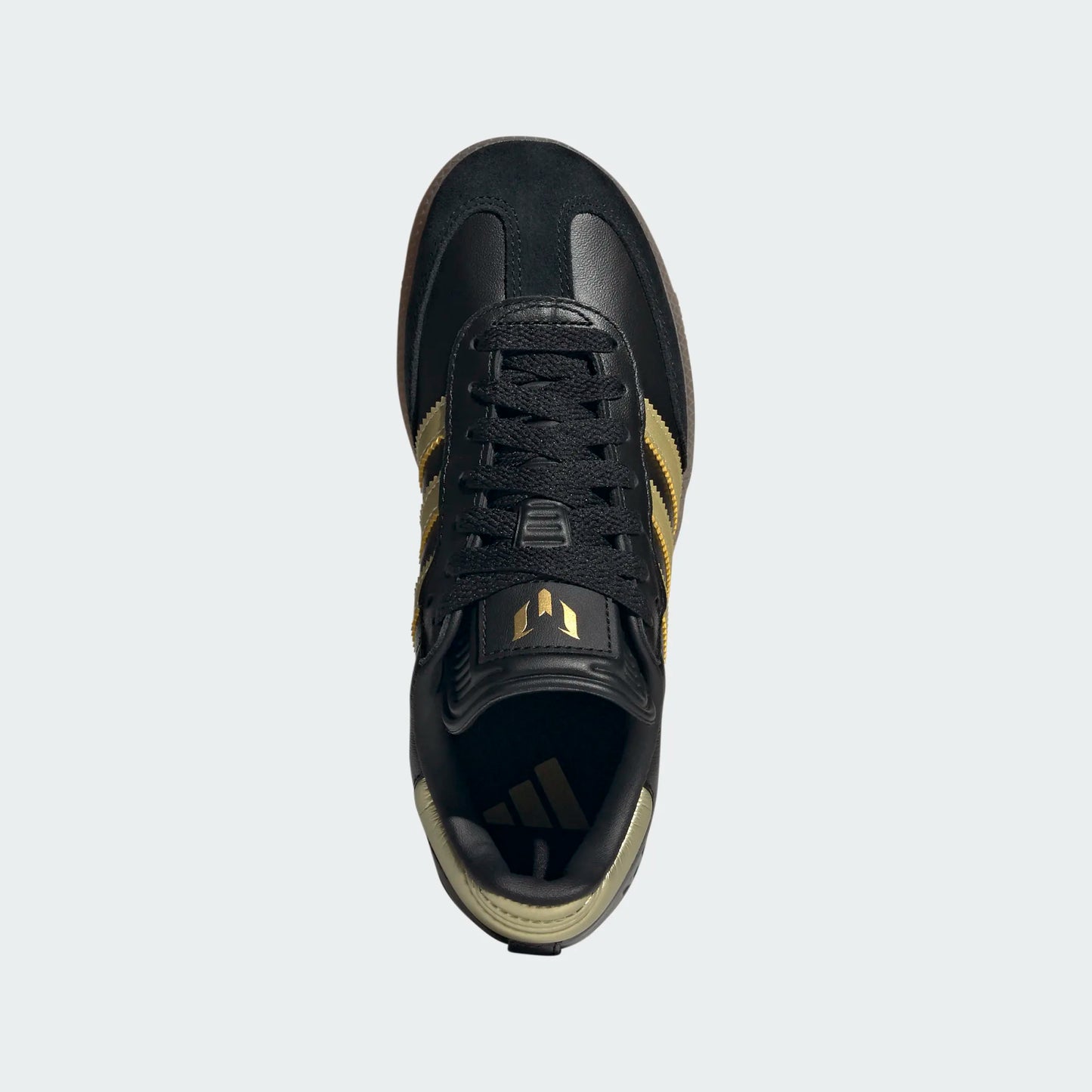 Adidas Junior Samba Messi Indoor Soccer Shoe - Carbon Black/Gold Metallic/Gum