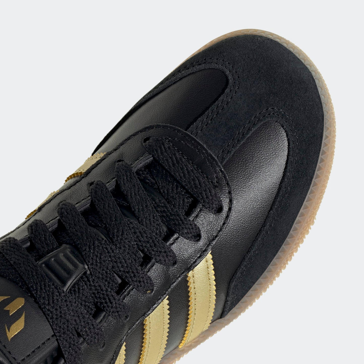 Adidas Junior Samba Messi Indoor Soccer Shoe - Carbon Black/Gold Metallic/Gum