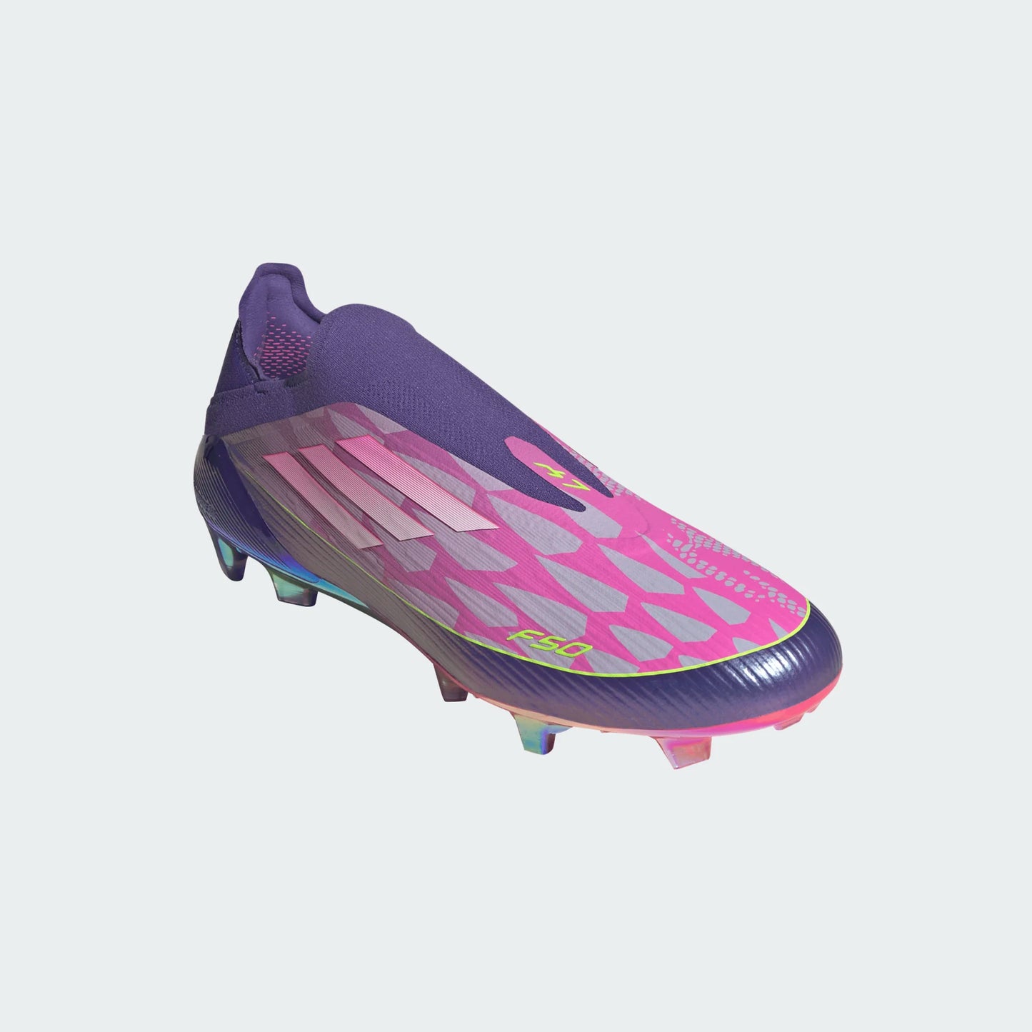Adidas Lamine Yamal F50 FG Firm Ground Soccer Cleat - University Purple/Cloud White/Lucid Lemon