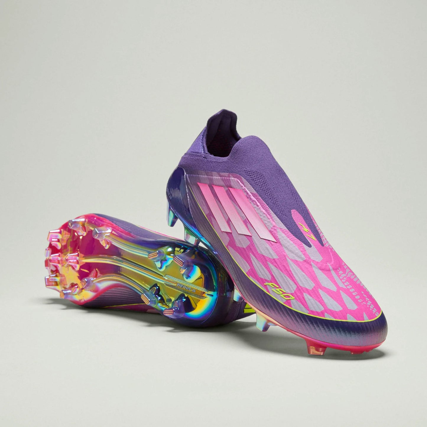 Adidas Lamine Yamal F50 FG Firm Ground Soccer Cleat - University Purple/Cloud White/Lucid Lemon
