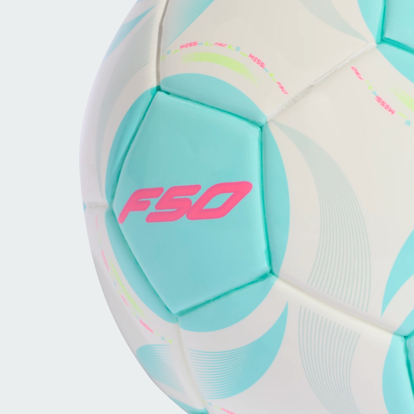 Adidas Messi Mini Soccer Ball - White/Flash Aqua/Mint