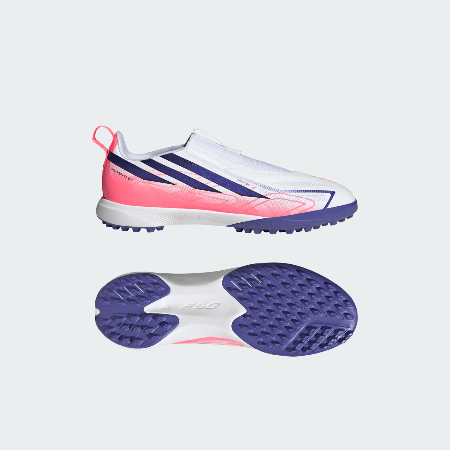 Adidas Junior F50 Hyperfast League Laceless FG Firm Ground Soccer Cleat -