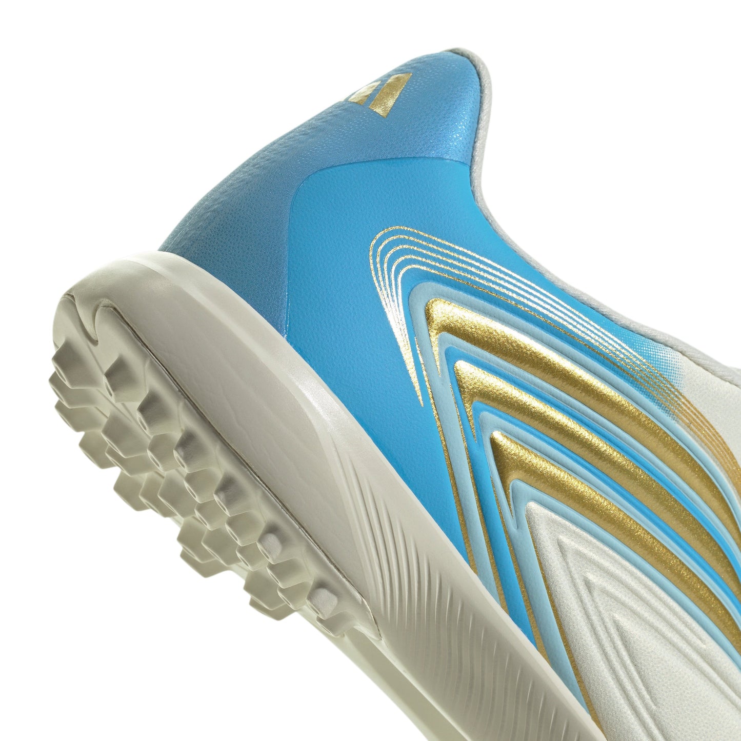 adidas Messi F50 League Junior TF Turf Soccer Cleats - Ivory/Semi Blue Burst/Icey Blue