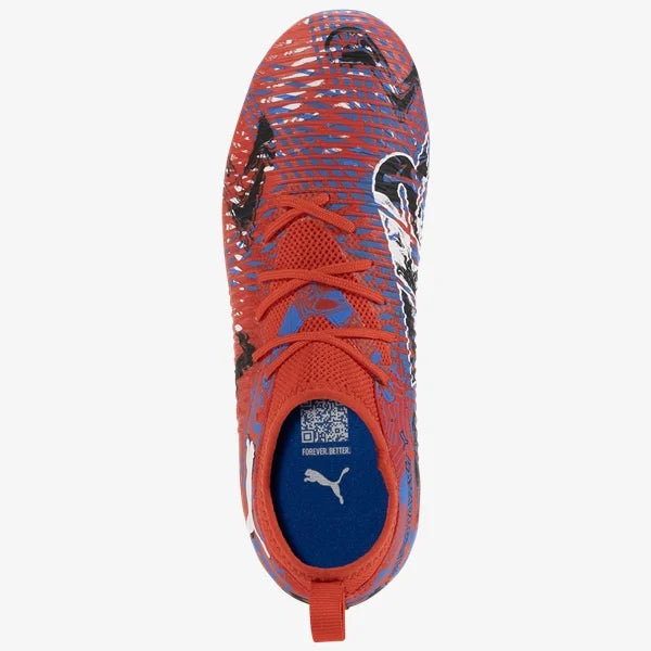 Puma Junior Future 8 Match Playmakers FG/AG Firm Ground Soccer Cleat - Red/Black/Ultra Blue/Pink Pixel