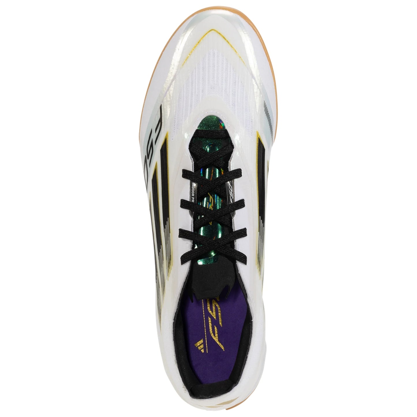 Adidas F50 Pro IN Indoor Soccer Shoe - White/Core Black/Gold Metallic