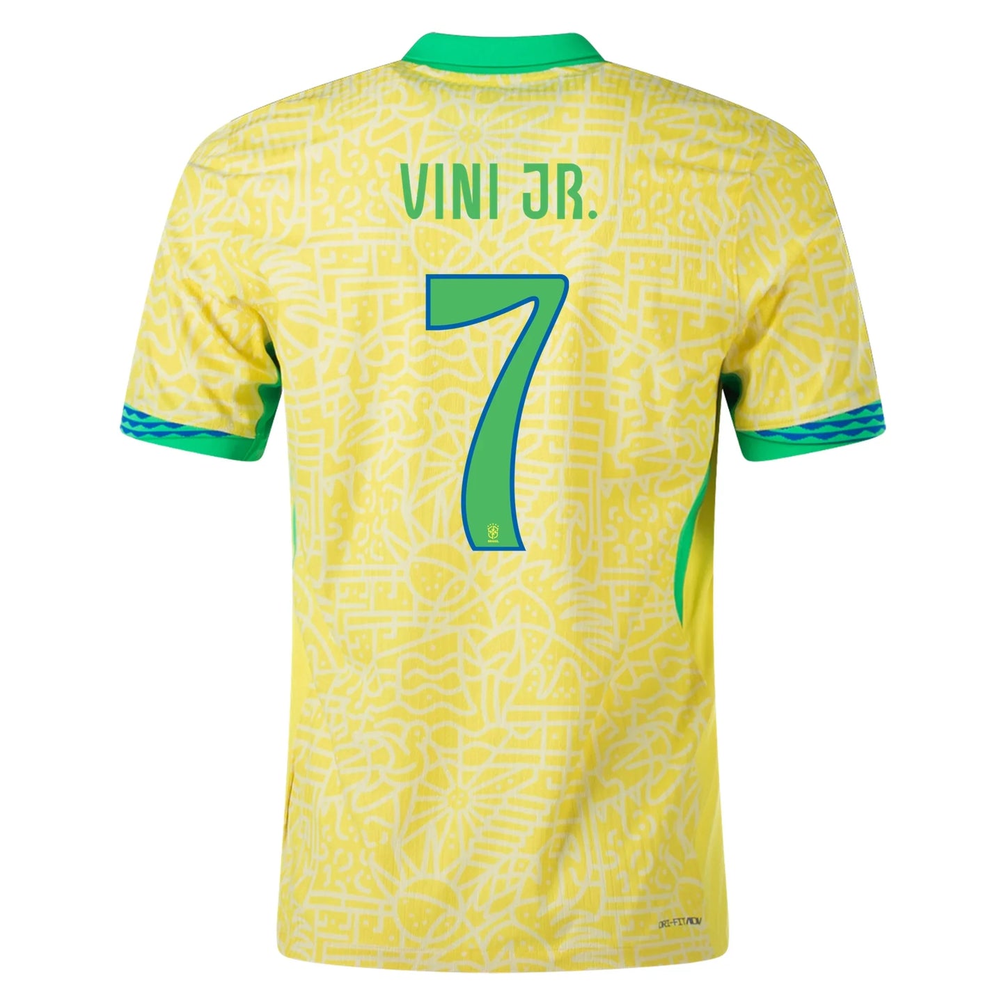 Men's Replica Nike Dri-FIT Vini Jr. Brazil 2024 Stadium Home Jersey