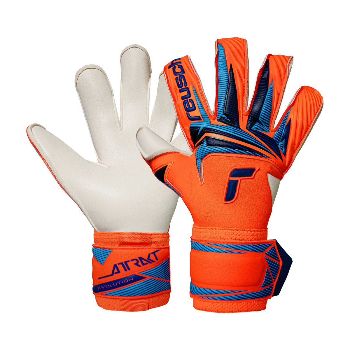 Reusch Attrakt Gold x Evolution Goalkeeper Gloves - Shocking Orange/Blue