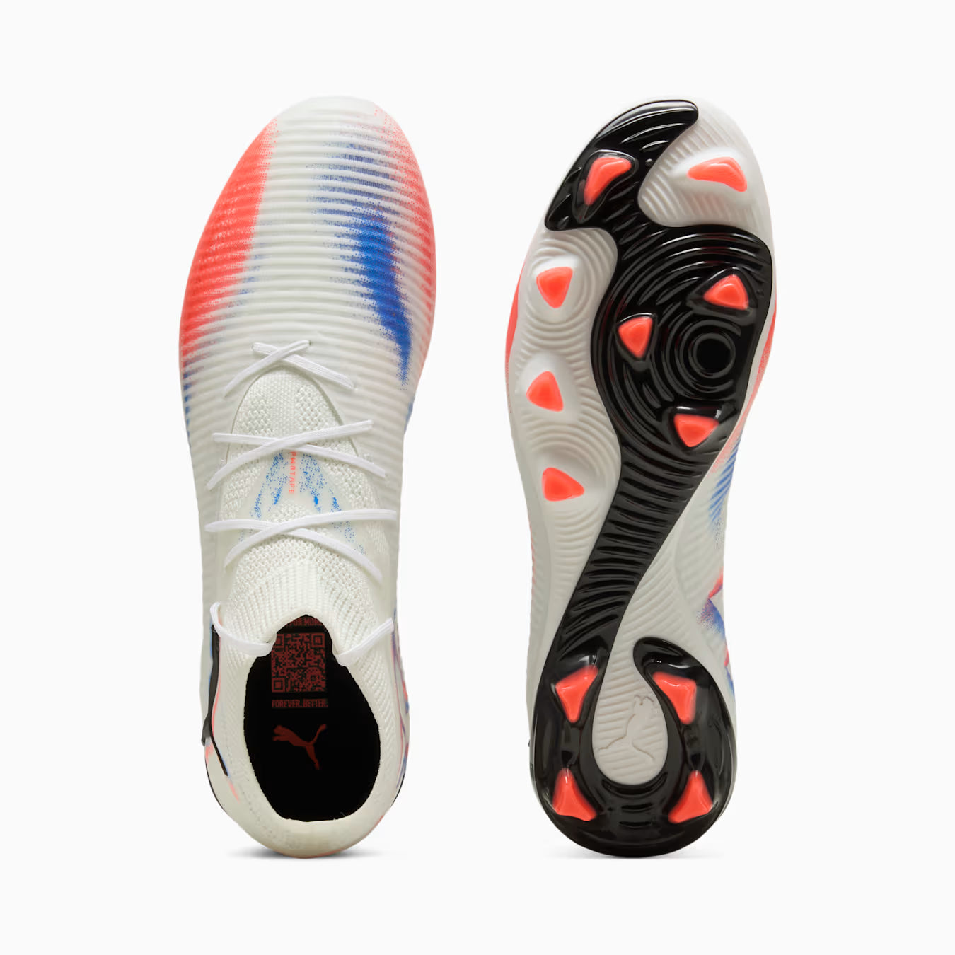 Puma Future 8 Pro FG/AG Firm Ground Soccer Cleat - White/Black/Glowing Red