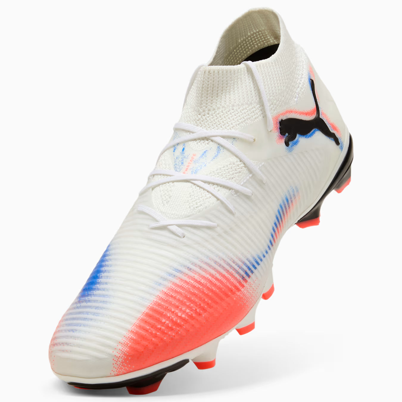 Puma Future 8 Pro FG/AG Firm Ground Soccer Cleat - White/Black/Glowing Red