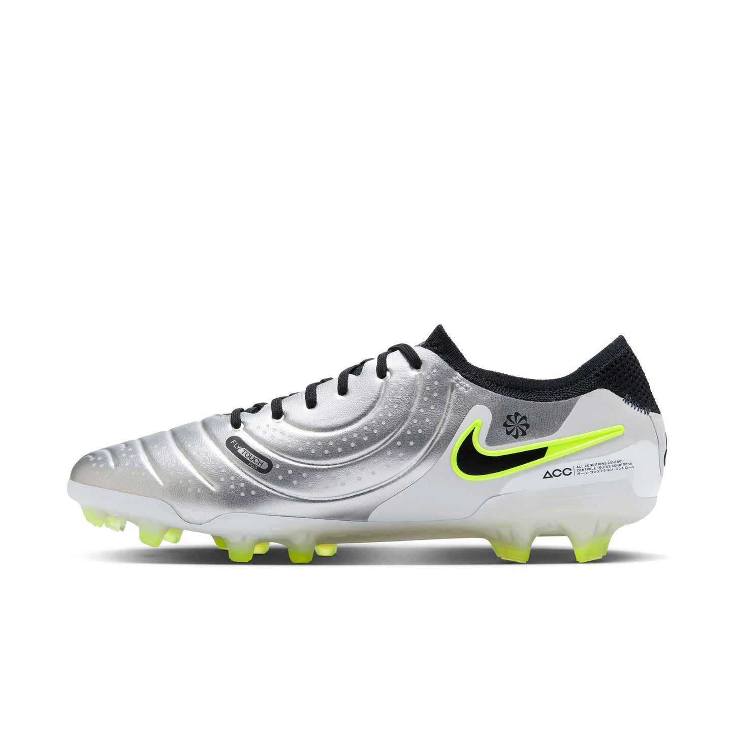 Nike Tiempo Legend 10 Elite FG Firm Ground Soccer Cleat - Metallic Silver/Black/Volt