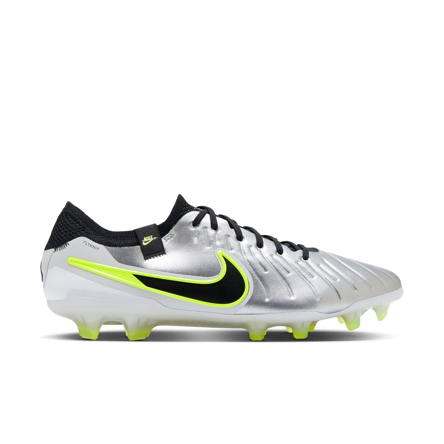 Nike Tiempo Legend 10 Elite FG Firm Ground Soccer Cleat - Metallic Silver/Black/Volt