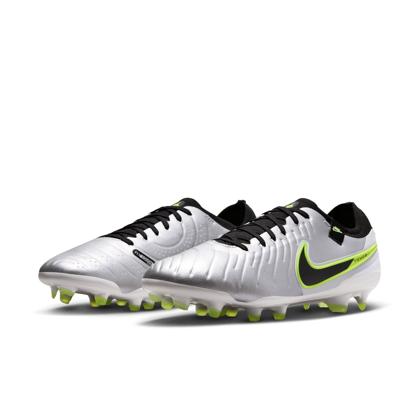 Nike Tiempo Legend 10 Pro FG Firm Ground Soccer Cleat - Metallic Silver/Black/Volt